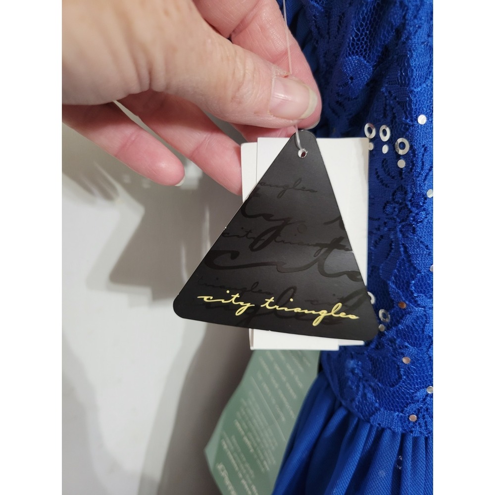 City Triangles Blue Embellished Dress Size 7 Prom Whimsical Fairy - Picture 8 of 16